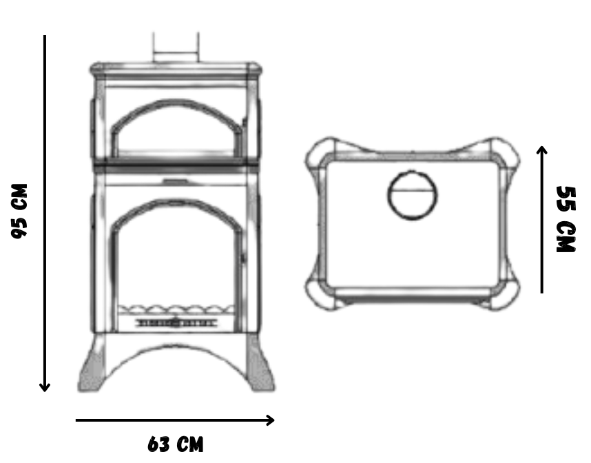 ESTUFA CON HORNO DE HIERRO FUNDIDO MODELO ANTARES - Imagen 2