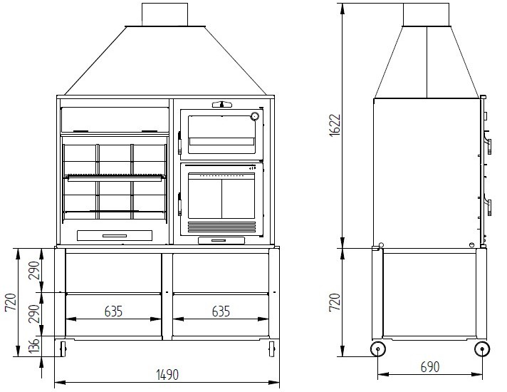 BARBACOA MODELO FUSION 160 CON SISTEMA DE ELEVACION Y HORNO - Imagen 4