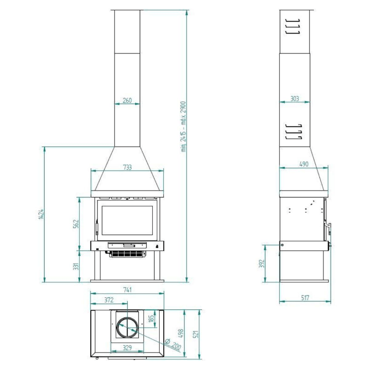 Chimenea de Leña frontal sin turbina C-300 de FM - Imagen 3
